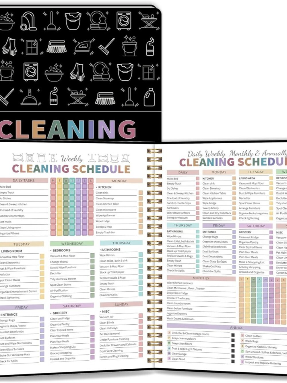 ADHD Cleaning Planner for Adults Women, Cleaning Schedule and Checklist Notebook